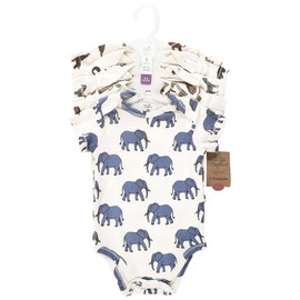 Touched by Nature Unisex Baby Organic Cotton Bodysuits, Classic Safari Animals, Newborn