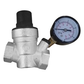 Water Pressure Reducing Regulator Valve for 22mm, 3/4” Electroplated Brass Pressure Reducing Valve with 0-10 Bar Gauge, Piping Water Control Valve for Heavy Duty (for 15mm(1/2"))