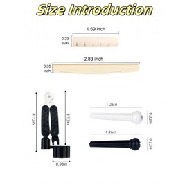 Luvilly 15Pack Acoustic Guitar String Winder Bridge Pins Kit with String Pegs Guitar Saddle Nut,With 3-In-1 Pin Puller Remove, String Winder and Cutter,Accessories Cutter Tools Kits