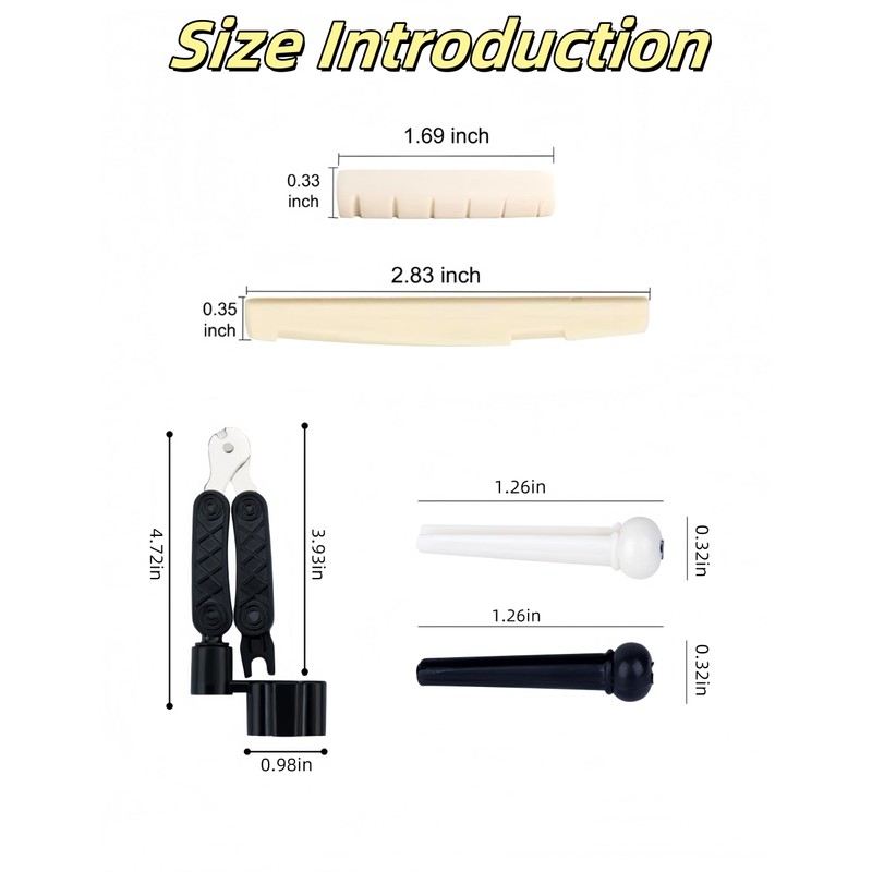 Luvilly 15Pack Acoustic Guitar String Winder Bridge Pins Kit with