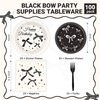100 Pcs Black Bow Plates and Napkins Set for Conquette