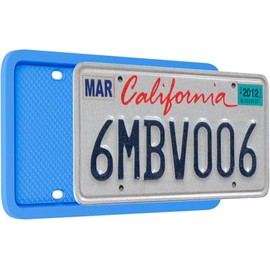 Silicone License Plate Frames, Universal US Car License Plate Holders Brackets Rust-Proof, Rattle-Proof, Weather-Proof Car Accessories - Azure Blue