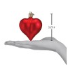 Old World Christmas Large Matte Red Heart Blown Glass Valentines