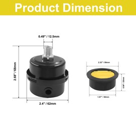 LifCratms 1 Pcs Air Compressor Silencer, 1/4" Thread Air Compressor Intake Filter Silencer, 12.5mm Metal Sound Muffler Replacement Parts