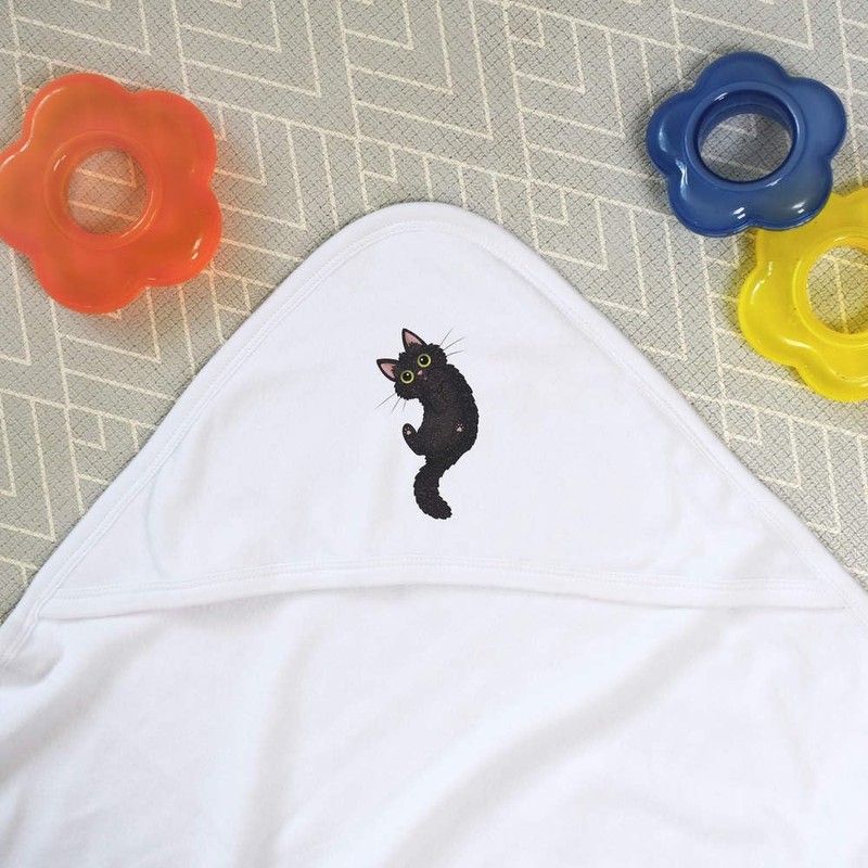 Azeeda 'Rollende Schwarze Katze' Baby-Kapuzentuch (HT00029542)