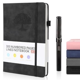 A5 Cuaderno Con Cinta Marcapáginas, 300 Páginas De Cuaderno Pasta Dura Apto Para Colegios y Oficinas, Cuaderno Rayado Tapa Tacto Cómodo, Cuaderno De C