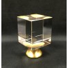 LITE ACCENTS Lamp Finial-Optic Crystal CUBE With Satin Brass Base