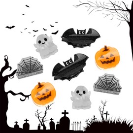 Hotalisona Halloween Hair Claw Clips Mini Small Pumpkin Ghost Bat Spider Web Cute Halloween Hair Claw Clips Accessories for Women Girls