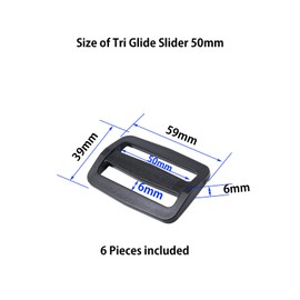 Baikeen Tri glide Slider 50mm Strong Plastic Tri Glide Slides Adjustable Slide Buckle Strap sliders Adjusters for Backpack Belt Strap Black