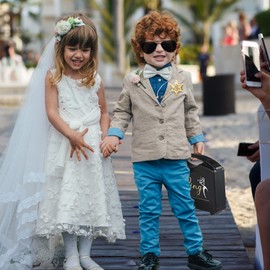 YOTNUS Ring Box Bearer Security Wedding Set Ring Gifts Sun Glasses,Ring Box Security Badge and EarPiece for Ring Proposal (Set 1)