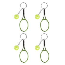 [PATIKIL] Tennis Key Chain 4pcs Mini Tennis Racquet Keychain Key Ring Tennis Ball Cute Sports Key Ring Green