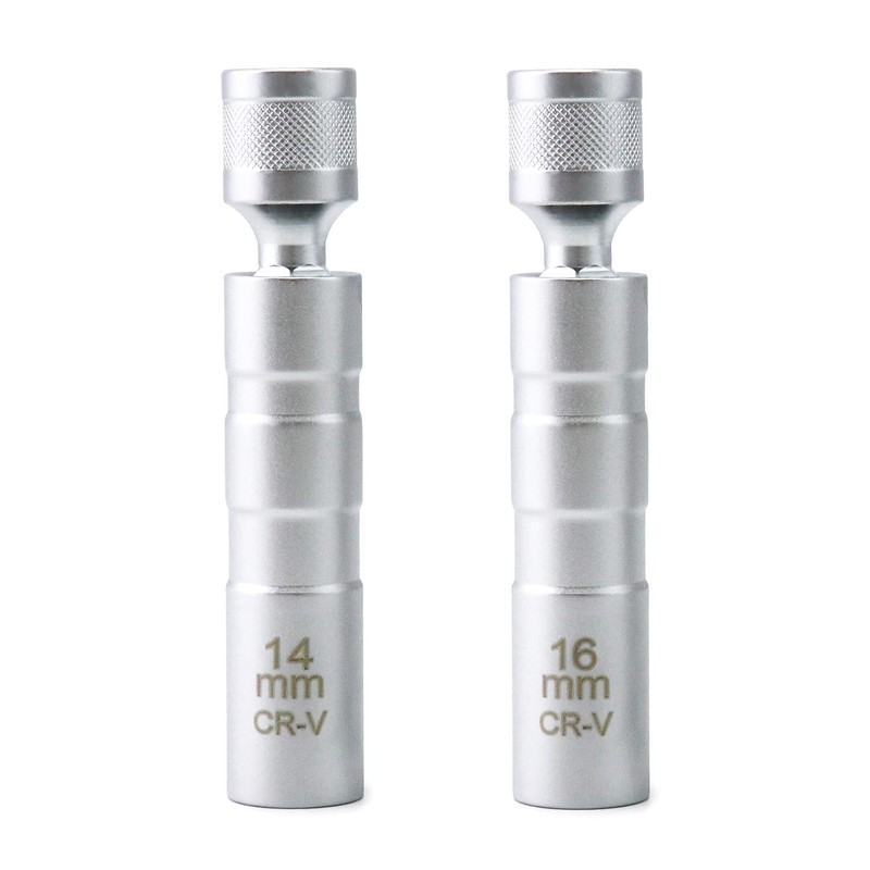 QWORK 14mm&16mm Magnetic Swivel Spark Plug Socket, Thin Wall Magnetic