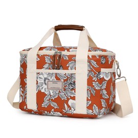 Nanxson 9L/15L/29L Extra Large Insulated Lunch Bag for Women Adult Reusable Leakproof Picnic Lunch Box Freezable Cooler Tote Bag (15L,A-Orange Flower)