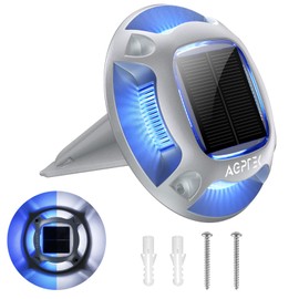 AGPTEK Solar Driveway Light 1 Pack, 2 Colors in 1 Outdoor Solar Deck Dock Marine Waterproof LED Driveway Marker Security Lights for Outside Pathway,Boat Dock,Step,Walkway,Path,Garden