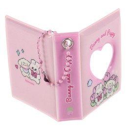 Mobestech Kpop Mini Photo Album Keychain 2 Inch Love Heart Design Sturdy Photocard Binder Holder with Bunny and Puppy Pattern for Collecting Pictures and ID Cards