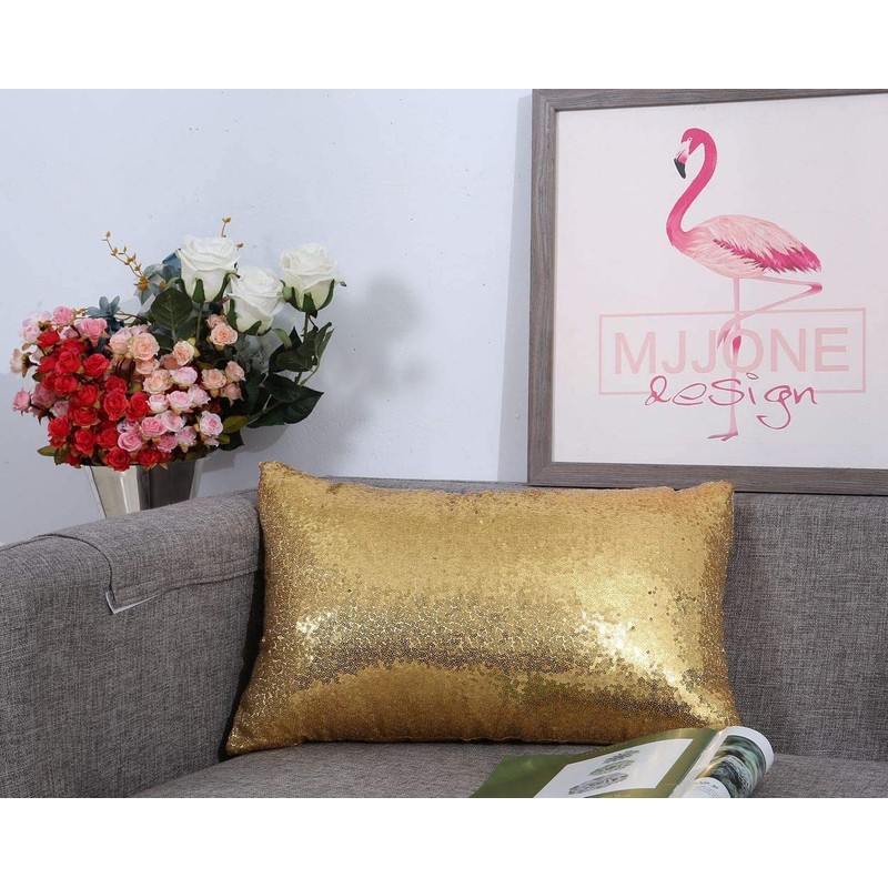Eternal Beauty Decorative 2 PCS Rectangular Sequin Cushion Covers 12"x20",Sparkle