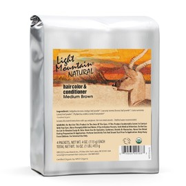 Light Mountain Natural Bulk Hair Color and Conditioner, Medium Brown, 16 Ounce