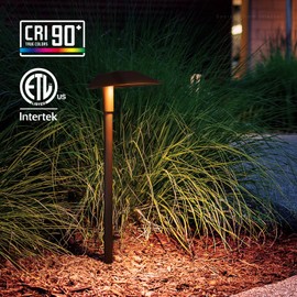 LEONLITE 5CCT Anti-Glare Low Voltage Pathway Lights, 5W Wired 12-24V LED Landscape Path Lights Aluminum IP65 Outdoor Landscape Lighting for Walkway Yard, 1800K/2700K/3000K/4000K/5000K, ETL, Pack of 6