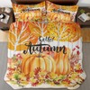 Nesphy Fall Pumpkin Botanical Queen Comforter Set, Autumn Painting Yellow