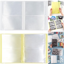 2 Pack Large Sticker Photo Storage Album, Stamp & Cutting Dies Storage Book Organizer Folder for Cards Storage DIY Scrapbooking Card Making Supplies 20 Pages 80 Pockets/Pack (Clear + Yellow)