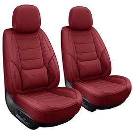 hoozoom Front Seat Covers for Cars Breathable Leather Seat Covers Waterproof Seat Protectors Universal Fit for Most Automotive Cars SUV Trucks(Red, Front Pair)