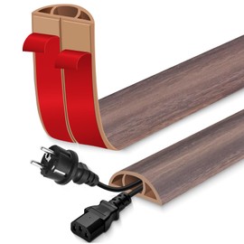 Floor Cord Cover for Wires on Floor Self Adhesive Cord Hider Floor Cable Management Wire Covers for Cords Protector Prevent Cable Trips Cord Cavity W 0.51" x H 0.31", Grayish Brown Wood, 3.3Ft