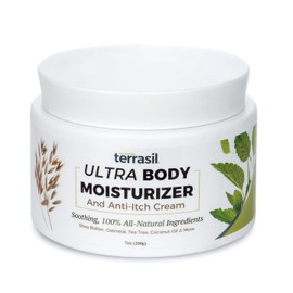 All Natural Body Moisturizer Anti Itch For Dry Skin by Terrasil | Womens Moisturizing Lotion with Shea Butter Tea Tree Coconut Oil Oatmeal | All Natural Ingredients | 7oz (200g) Jar