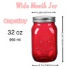 Amzcku 32oz Red Mason Jars with Lids, 6 Pack Wide