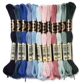 CABODYALS - 12 madejas de 105 yardas de hilo de bordado de 6 capas, hilo abigarrado, azul oscuro, verde, punto de cruz, pulsera de amistad para hacer joyas, pulseras, tejer, costura, suministros de