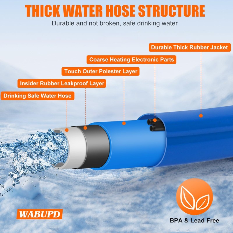 15FT Heated Water Hose for RV,Heated Drinking Water Hose,Anti-freezing Temperature