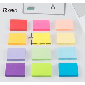 1.5 x 2 in Mini Sticky Notes,1200 Sheets Small Sticky Pads Clean Removal, 12 Pads Bright Multi Colors Self-Stick Pads,100 Sheet/Pad Colorful Stickies Notes Pads Ideal for Office,Home,School,Meeting