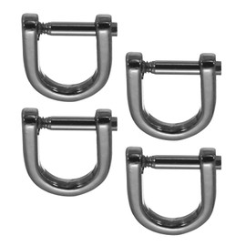 PATIKIL 3/8" D-Rings Screw in Shackle, 4 Pcs Horseshoe U Shape D Ring Zinc Alloy Semicircle Buckles Replacement for Purse Keychain Collar Accessories Craft, Black