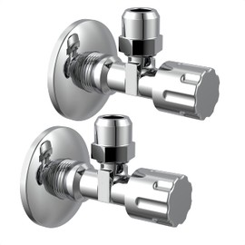 Kirchhoff 98625714 Angle Valve, Universal, ½ Inch Regulating Valve for Cold and Hot Water Pipes, Shutoff Valve, for Bathroom, Sink, Set of 2