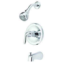 EZ-FLO Contemporary Single-Handle Tub and Shower Trim Kit with Slip-on Diverter and Shower Head, Chrome, 10575