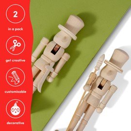 THE TWIDDLERS - 2 Christmas Wooden Nutcrackers, 18cm / 7" - Paint Your Own Soldier Set with Stickers, DIY Art Creative Gift Toys, Xmas Decoration