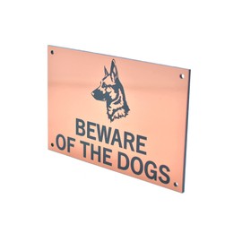 Beware of the Dogs Sign (German Shepherd) - Easy to See Warning, Indoor/Outdoor Notice, Deterrent Sign (Copper)