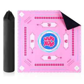 Qiuruoo 2025 Non-Slip Mahjong Mat, Quiet Noise Reduction Mahjong Mat for Table, Thickened Table Cover for Poker, Tile, Board Games(Pink)