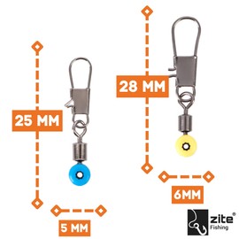 Zite Fishing Running Swivel Set 15 Pieces | Glider Bead Swivels Trout Fishing | Feeder Fishing Accessories | Hanging Swivels Cord Gentle for Wagglers, Ground Buttons, Ground Lead & More