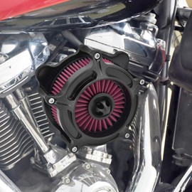 HDBUBALUS Motorcyle Air Cleaner Air Filter Intake Kit Fit For Harley Softail 2000-2015 Touring 2000-2007 Dyna/FXR 2000-2017 Red