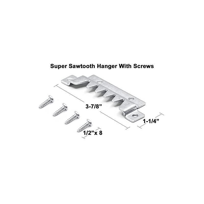 Large Premium Quality Professional Sawtooth Hanger with Screws (4 Pack)