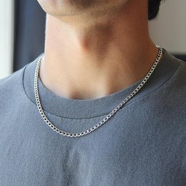 4mm/6mm Silver Chain for Men Stainless Steel Men's Necklaces Bracelet Chain Cool Diamond Cut Cuban Link Chain for Men Hip-Hop Jewelry 18/20/22/24/26 Inches
