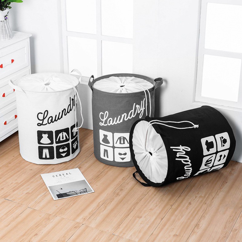 Foldable Fabric Laundry Basket Cotton Laundry Large Bag Collapsible Storage
