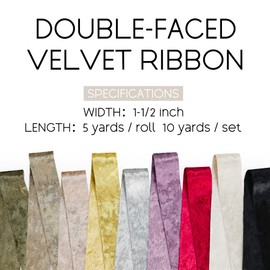 Keypan Velvet Ribbon Ivory Cream 1-1/2 inch Wide Double-Sided Glossy Fabric Ribbons for Christmas Tree Decor Gift Wrapping Flower Bouquet DIY Crafts 10Yd