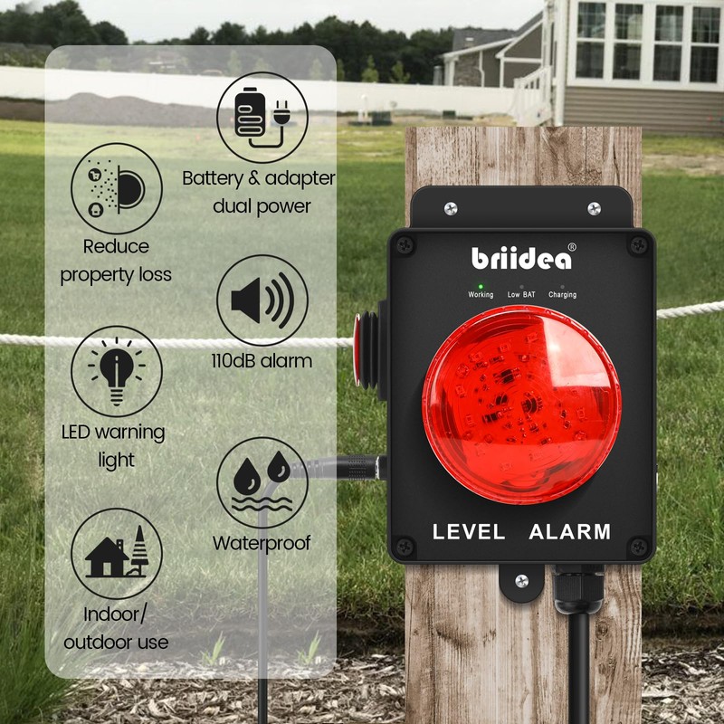 New Upgrade! Sump Pump Alarm, Briidea Indoor/Outdoor High Water Septic