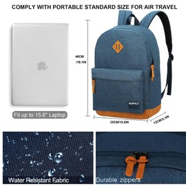 KOPHLY Large Hand Luggage Travel Laptop Backpack for Men and Women, School Backpack, Classic Backpack for University, blue