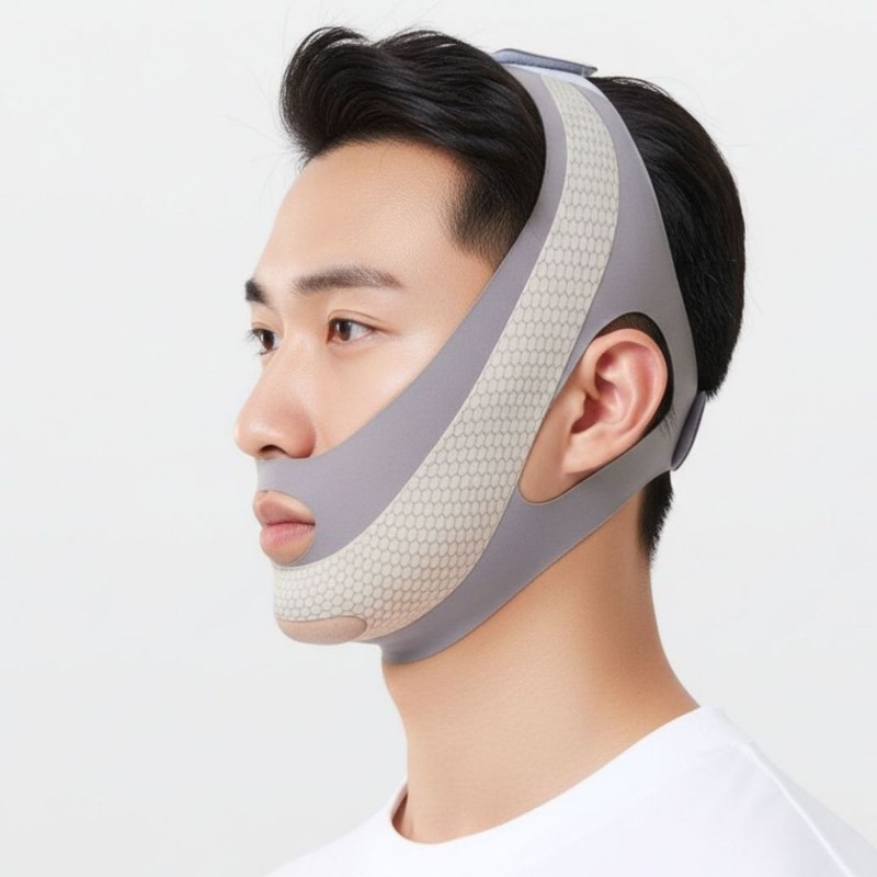 펀픽 남성용 턱 선 브이라인 얼굴 리프팅밴드, 그레이, 1개 Funpic