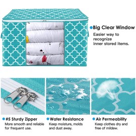 WISELIFE Storage Bags 100L 3-Pack Large Blanket Clothes Organization and Storage Containers for Bedding, Comforters, Foldable Organizer with Reinforced Handle, Clear Window, Sturdy Zippers,Green