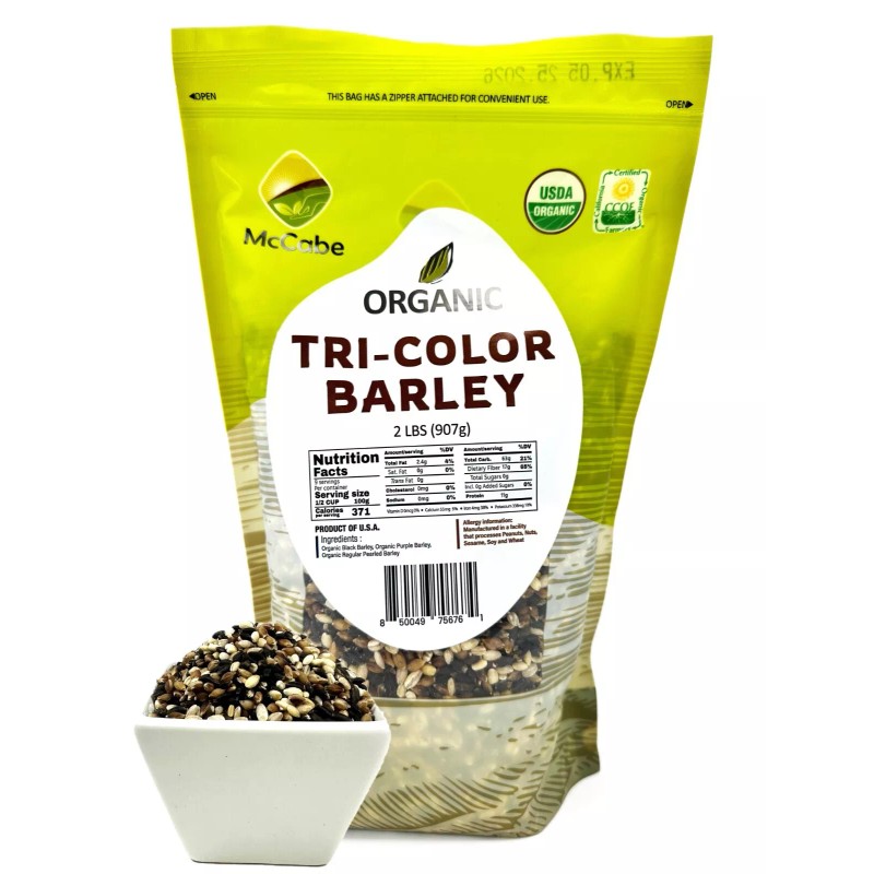 McCabe Organic Tri-Color Barley 2 lbs, USDA & CCOF Organic
