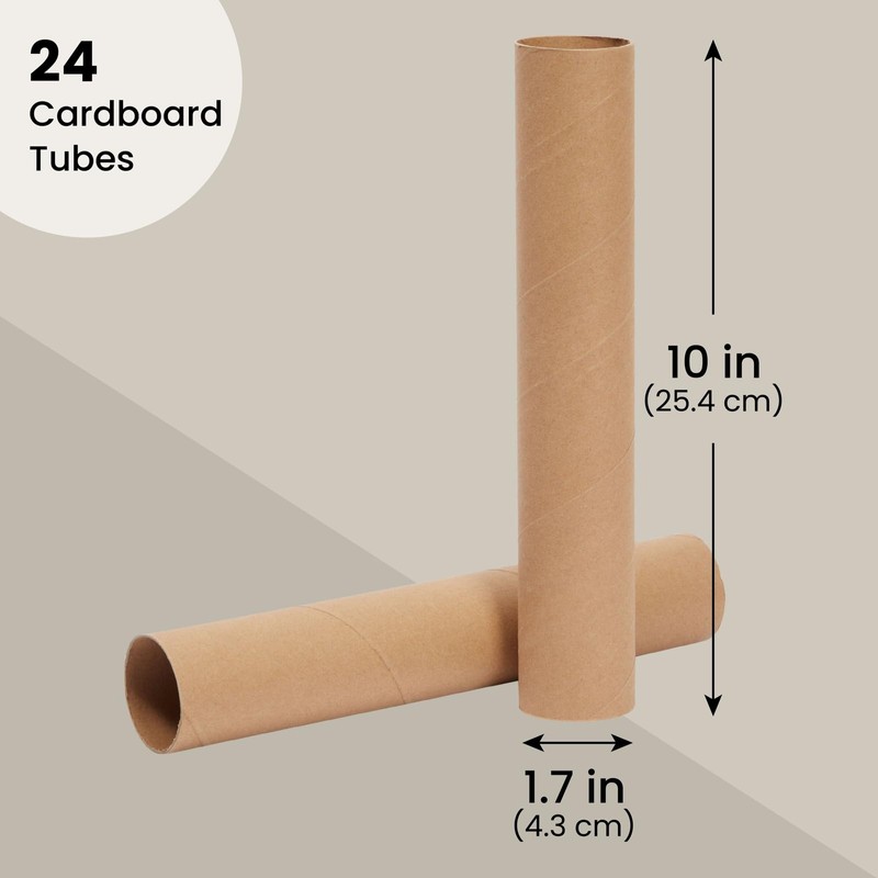Bright Creations 24 Pack Brown Cardboard Tubes for Crafts, Empty