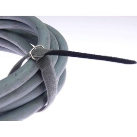 10 x 30 cm x 20 mm FUK Resealable Velcro Cable Ties Black with Metal Eyelet - Cable Velcro Tape 300 mm Reusable